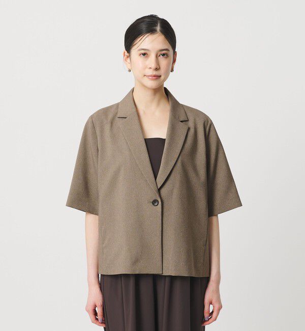 BEAUTY&YOUTH UNITED ARROWS「【WEB限定 Wardrobe DAILY MINIMAL】メランジ ハーフスリーブジャケット ウォッシャブル」|テーラードジャケット|