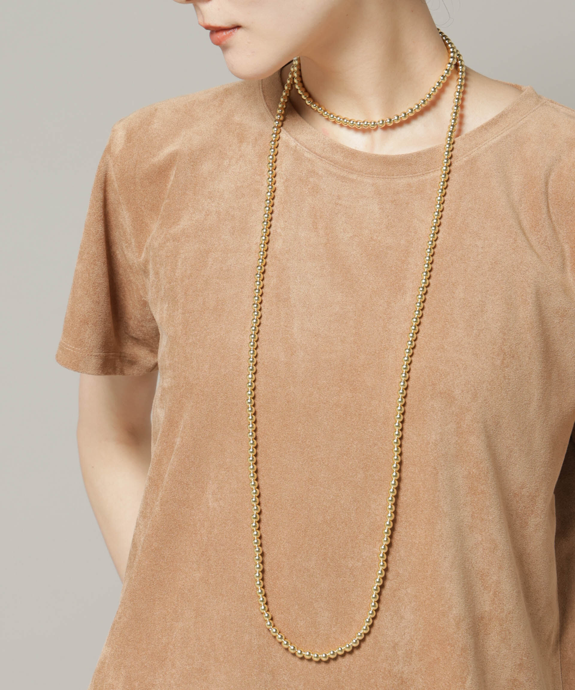 nano･universe「ロングボールネックレス」|ネックレス|ゴールド