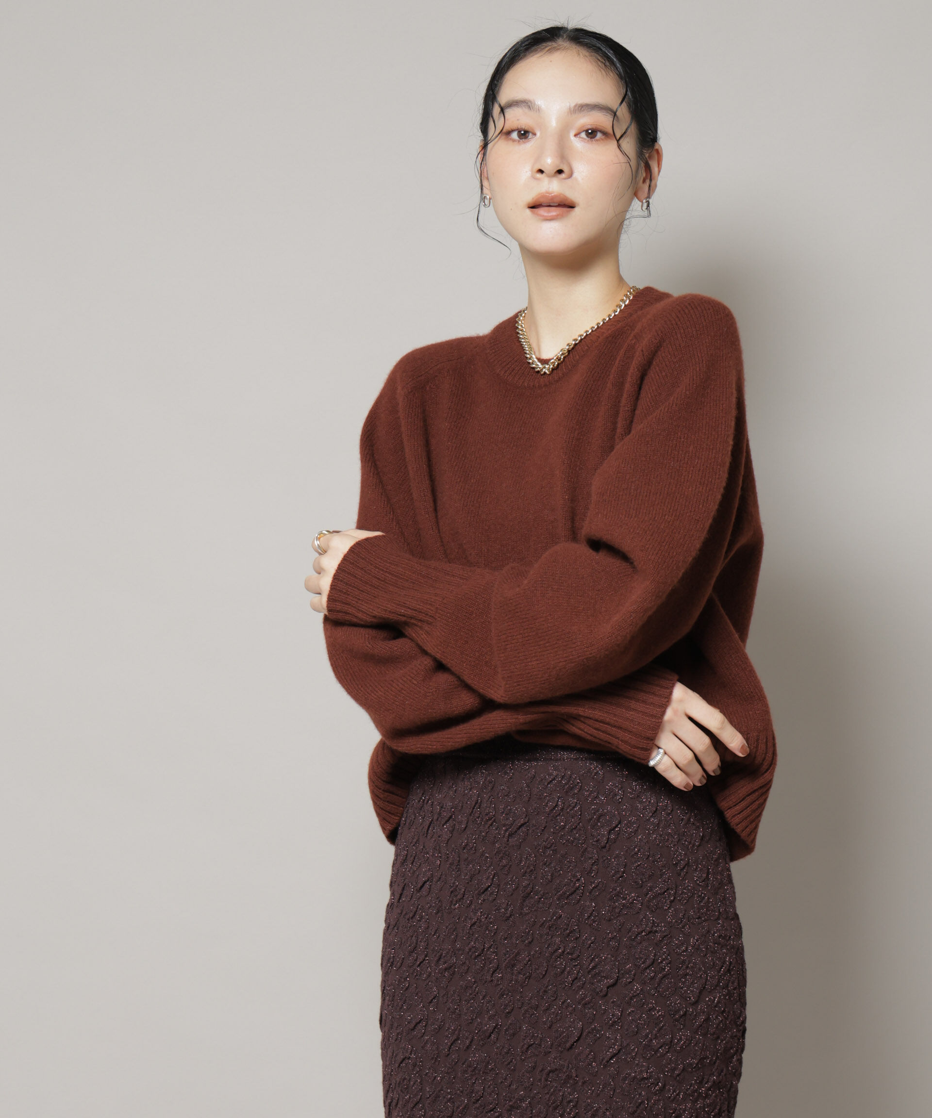 nano･universe「AQUAウールカシミヤクルーネックニットプルオーバー」|ニット・セーター|