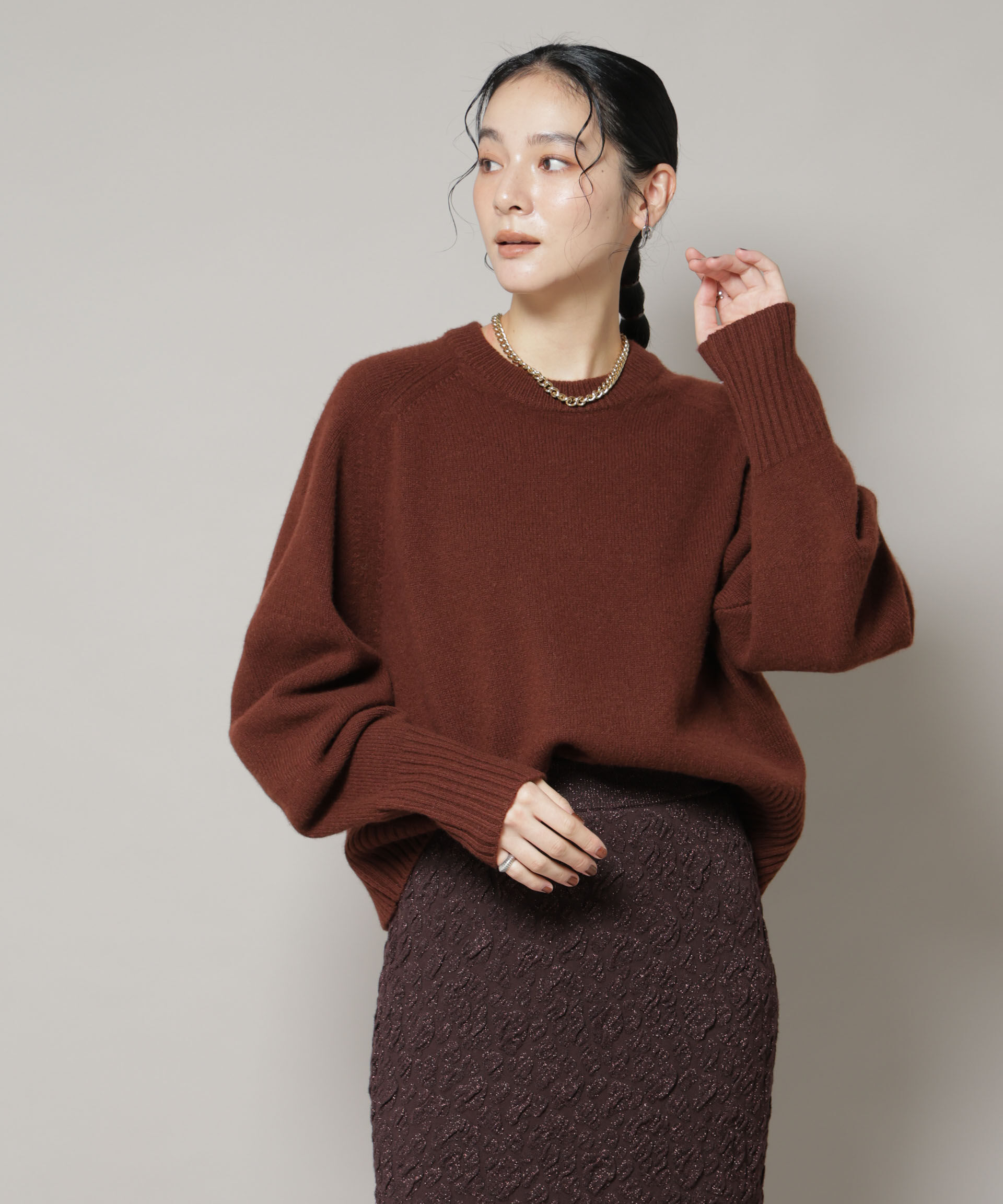 nano･universe「AQUAウールカシミヤクルーネックニットプルオーバー」|ニット・セーター|