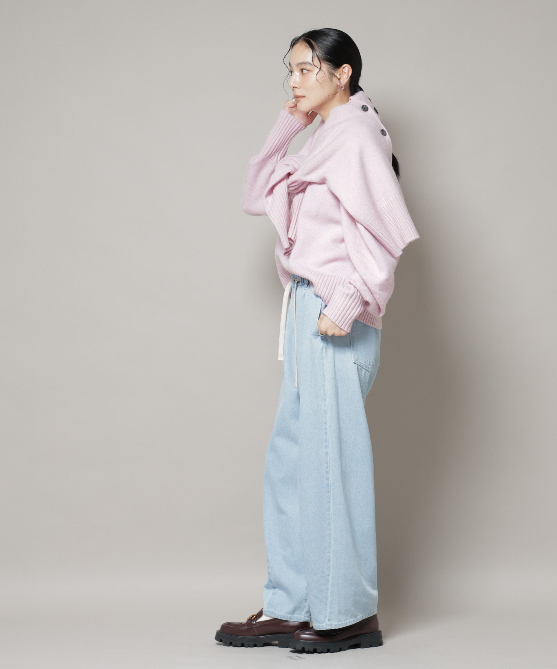 nano･universe「AQUAウールカシミヤクルーネックニットプルオーバー」|ニット・セーター|