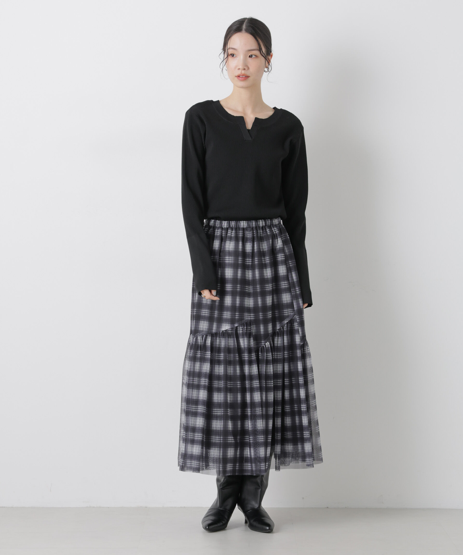 nano･universe「洗濯機洗い可スポンディッシュニット前後2wayトップス」|ニット・セーター|