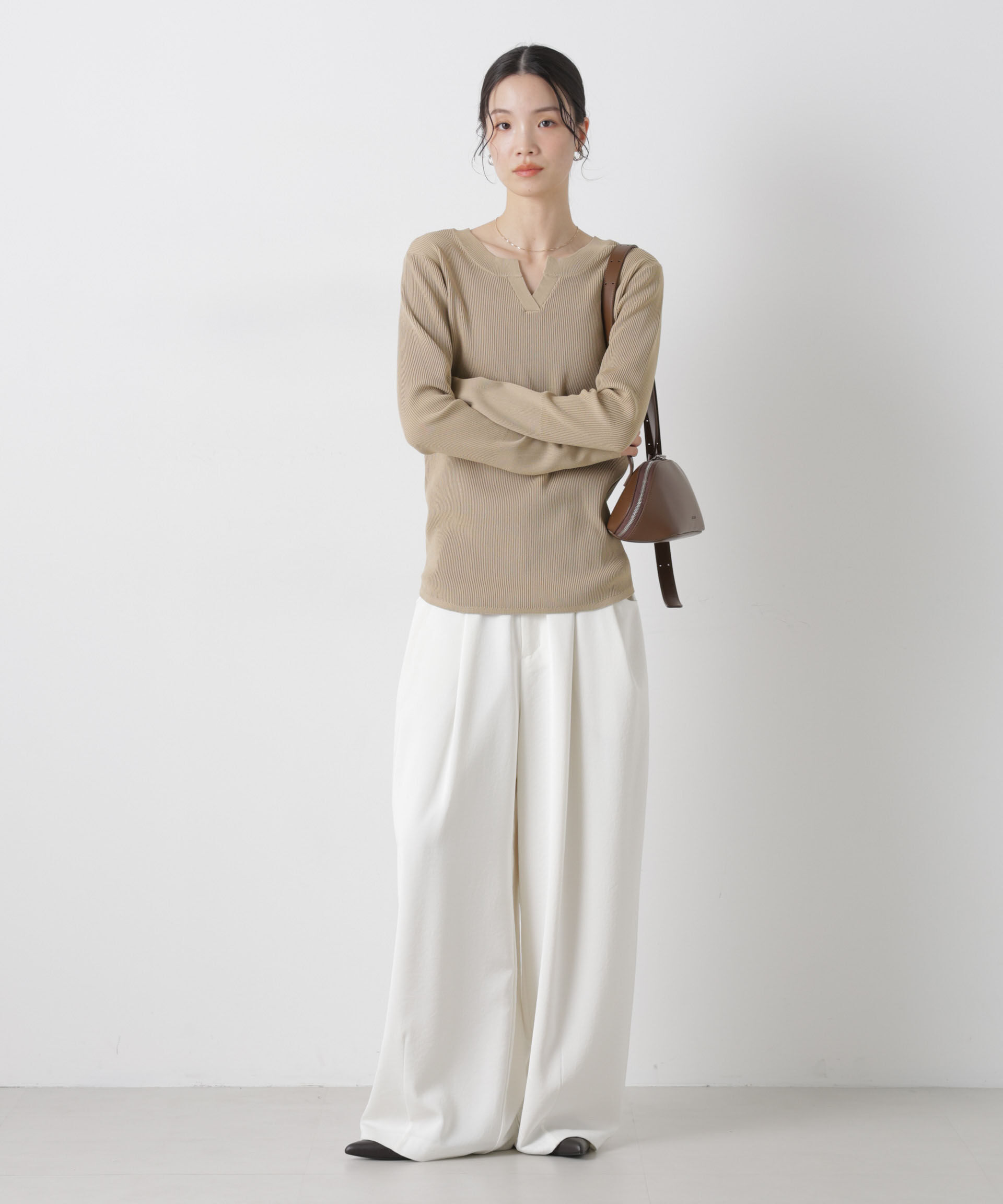 nano･universe「洗濯機洗い可スポンディッシュニット前後2wayトップス」|ニット・セーター|