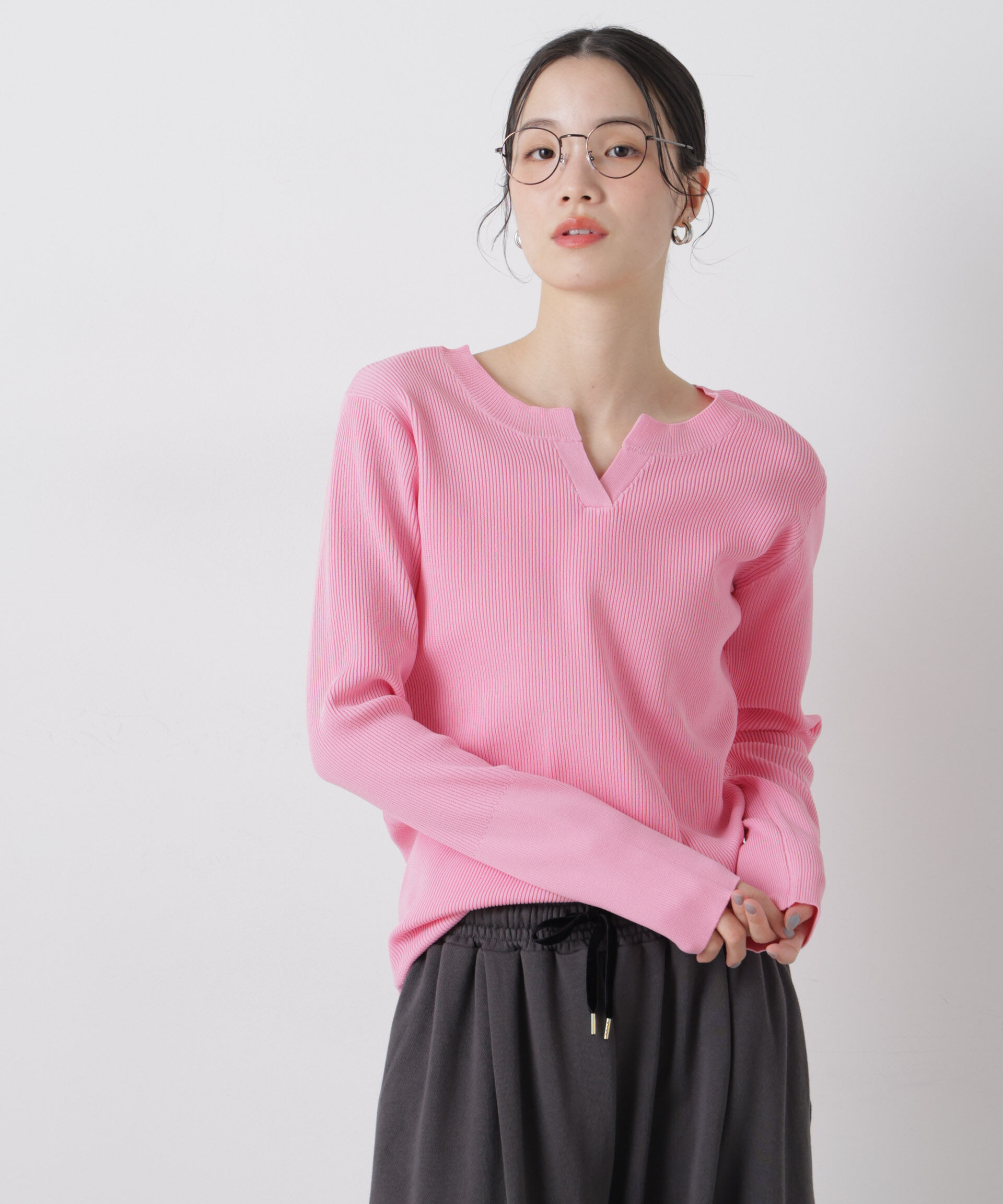 nano･universe「洗濯機洗い可スポンディッシュニット前後2wayトップス」|ニット・セーター|