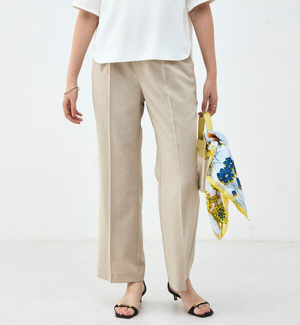 NOLLEY'S sophi「《セットアップ対応》ウォッシャブルブリーザブルシャンブレーセミワイドパンツ」|その他|ベージュ