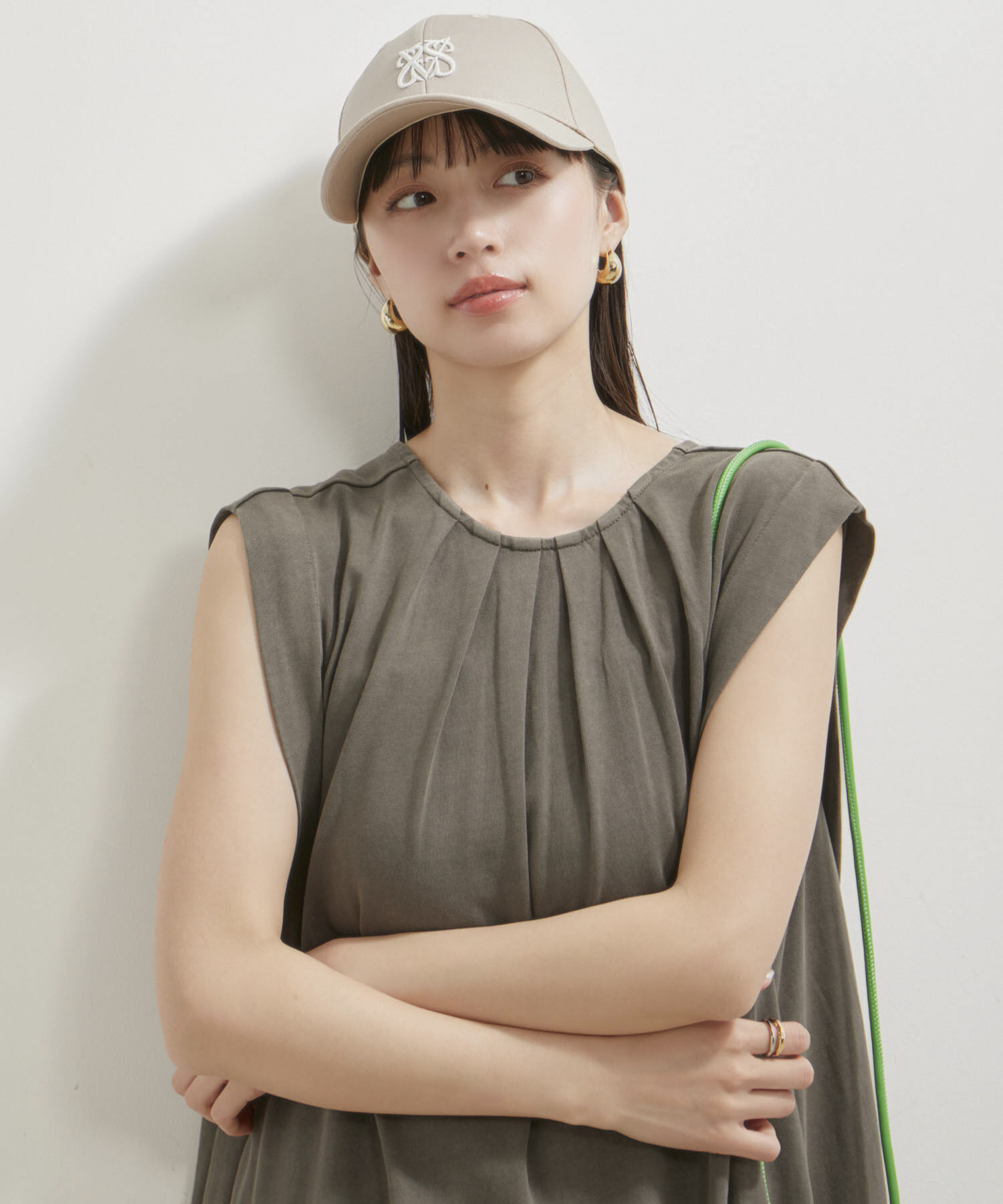 VIS「【洗える】ピグメント加工タックフレアワンピース」|ワンピース|