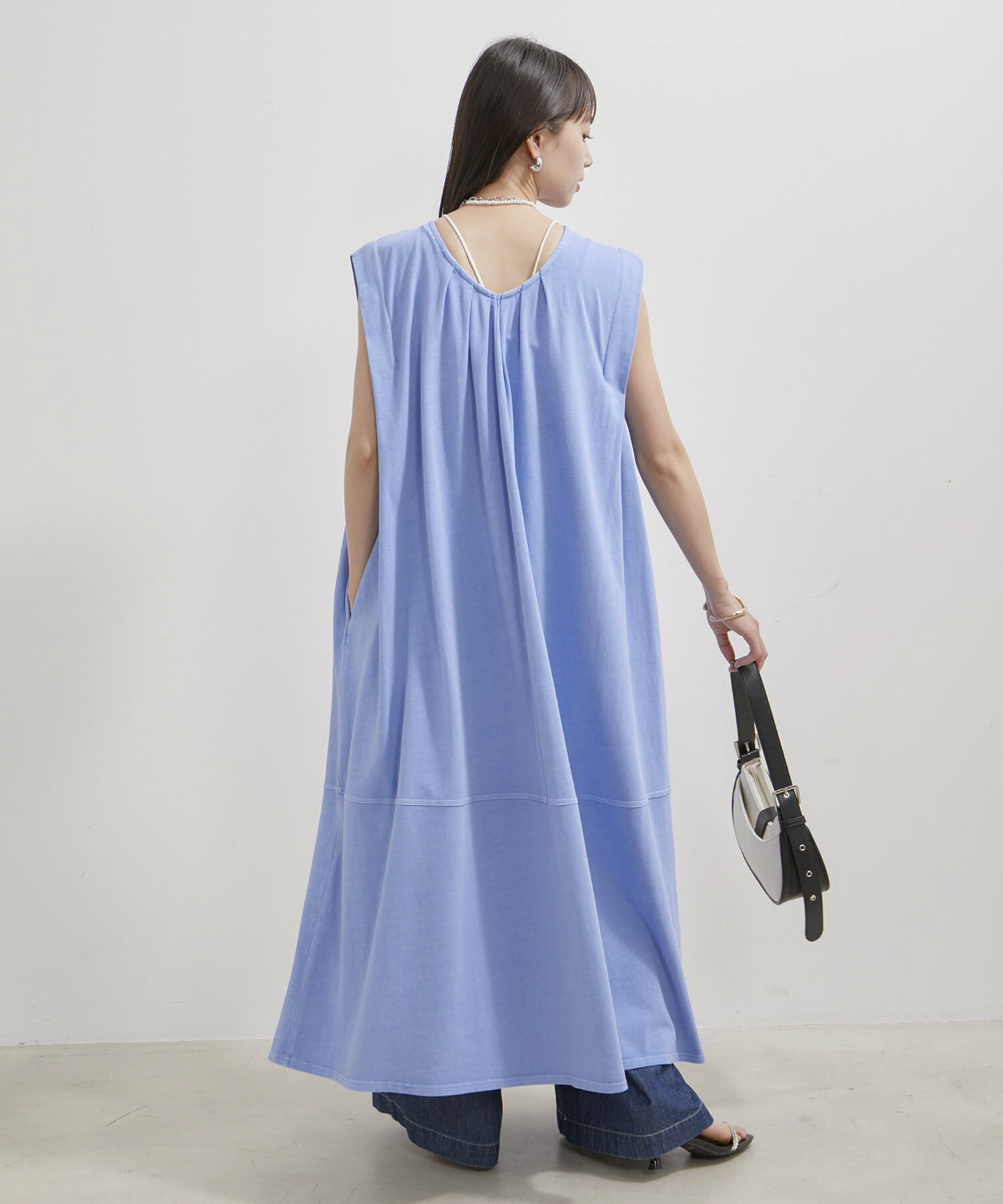 VIS「【洗える】ピグメント加工タックフレアワンピース」|ワンピース|