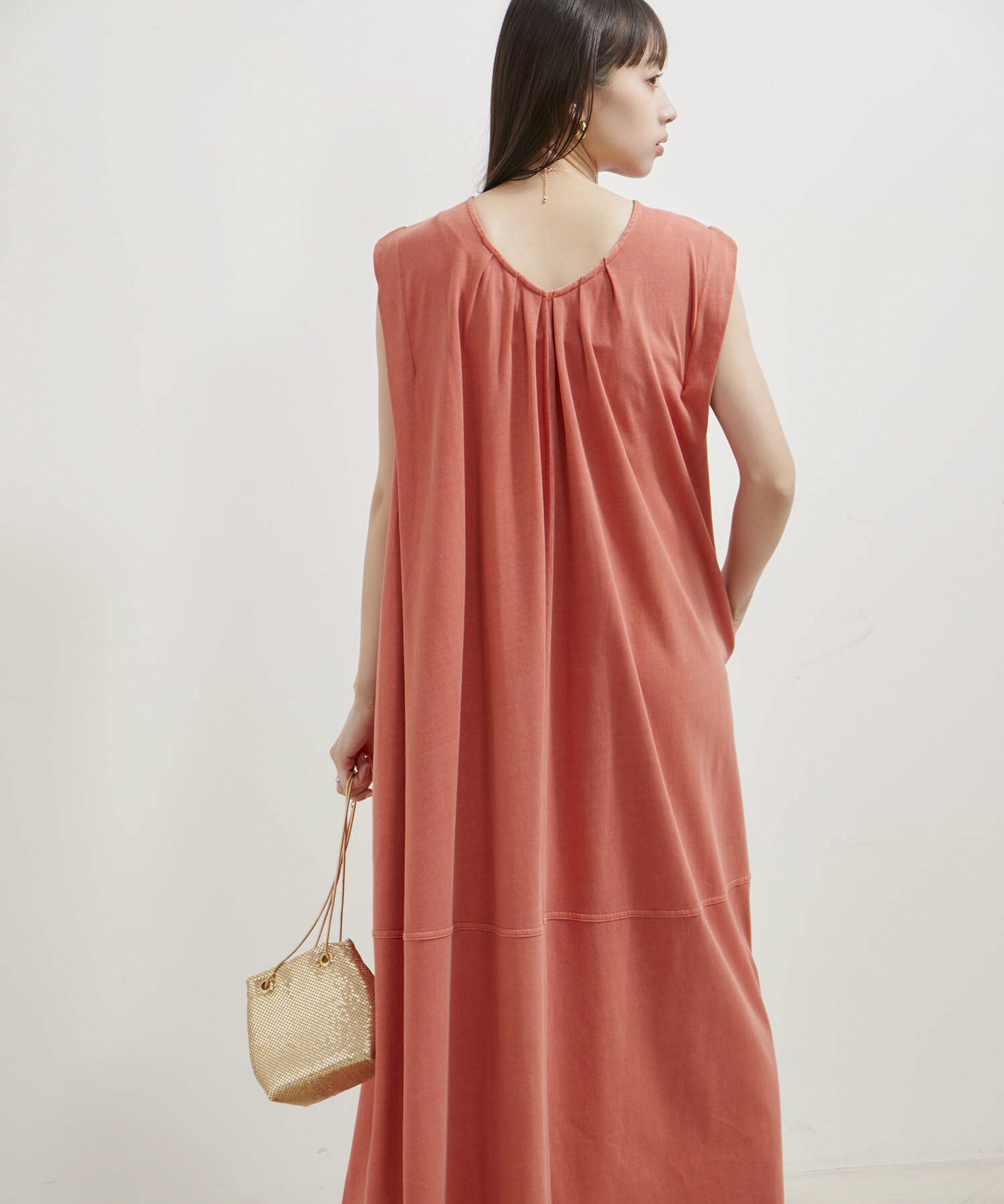 VIS「【洗える】ピグメント加工タックフレアワンピース」|ワンピース|