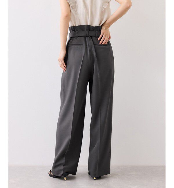 VIS「ベルトディティールタックワイドパンツ/イージーケア・接触冷感」|チノ|
