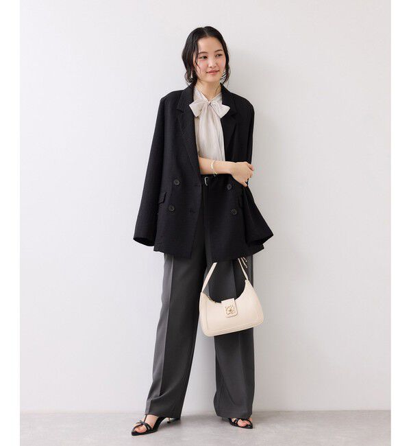 VIS「ベルトディティールタックワイドパンツ/イージーケア・接触冷感」|チノ|