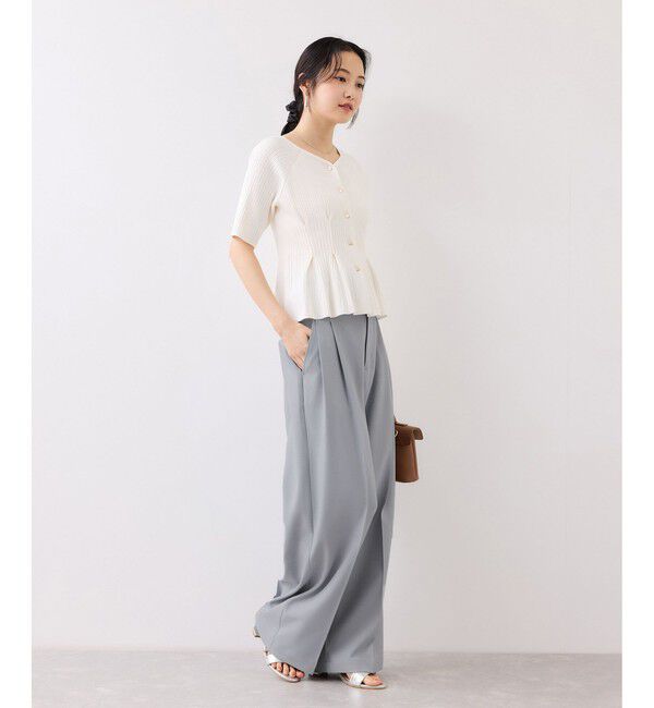 VIS「ベルトディティールタックワイドパンツ/イージーケア・接触冷感」|チノ|