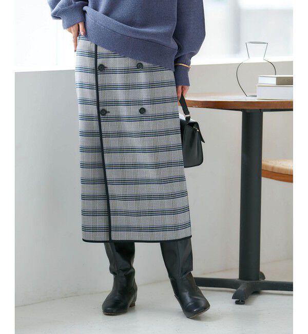 Rope&rsquo;Picnic「チェック＆無地リバーシブルスカート」|スカート|ライトグレー(08)