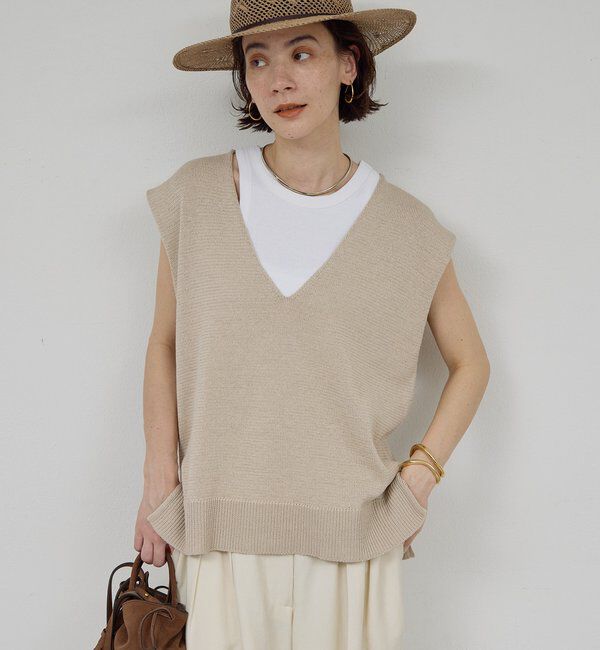  「サイドスリットニット」|ニット・セーター|ベージュ