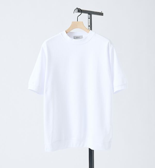 ABAHOUSE「【SMART CLOSET/WEB限定】シルキータッチ モックネック 半袖Tシャ」|Tシャツ・カットソー|ホワイト