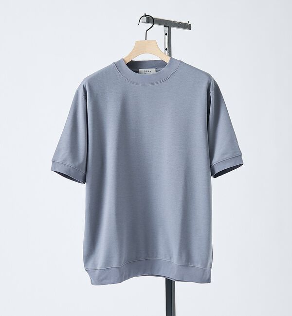 ABAHOUSE「【SMART CLOSET/WEB限定】シルキータッチ モックネック 半袖Tシャ」|Tシャツ・カットソー|ブルーグレー