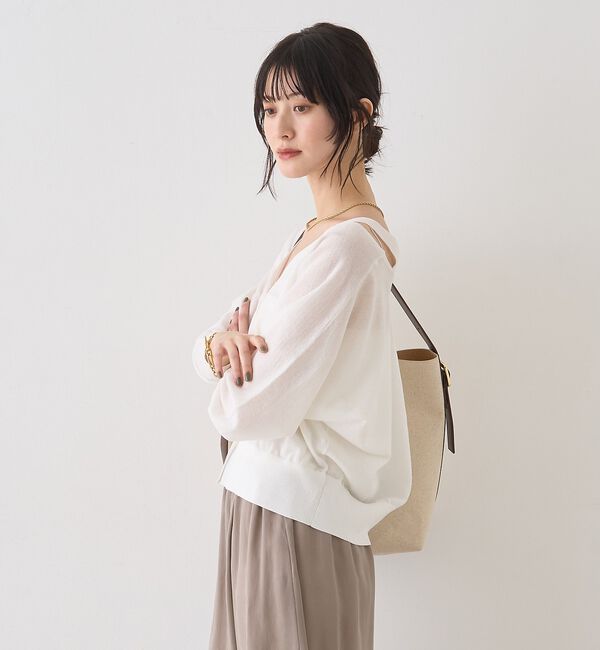 Rouge vif「ネックスリットVネックシアーカーディガン/ニット」|カーディガン|