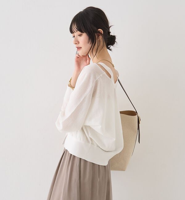 Rouge vif「ネックスリットVネックシアーカーディガン/ニット」|カーディガン|