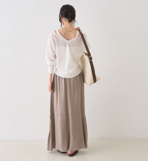 Rouge vif「ネックスリットVネックシアーカーディガン/ニット」|カーディガン|