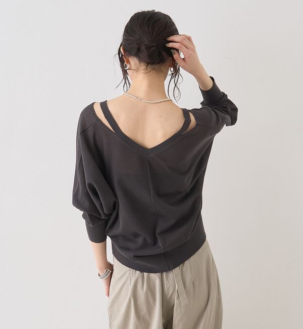 Rouge vif「ネックスリットVネックシアーカーディガン/ニット」|カーディガン|