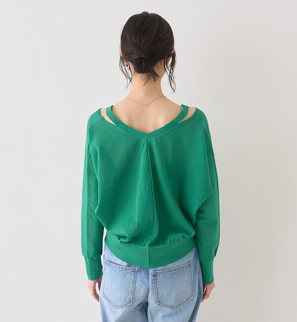 Rouge vif「ネックスリットVネックシアーカーディガン/ニット」|カーディガン|