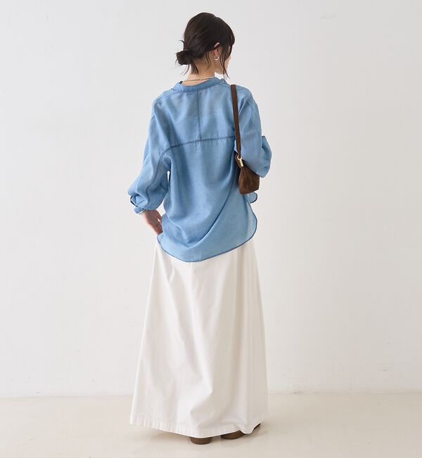 Rouge vif「シアーデニムスタンドネックシャツ/バンドカラーシャツ」|シャツ・ブラウス|