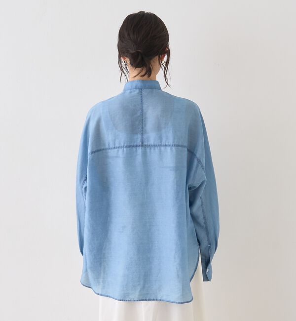 Rouge vif「シアーデニムスタンドネックシャツ/バンドカラーシャツ」|シャツ・ブラウス|