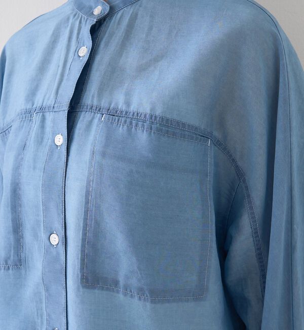 Rouge vif「シアーデニムスタンドネックシャツ/バンドカラーシャツ」|シャツ・ブラウス|