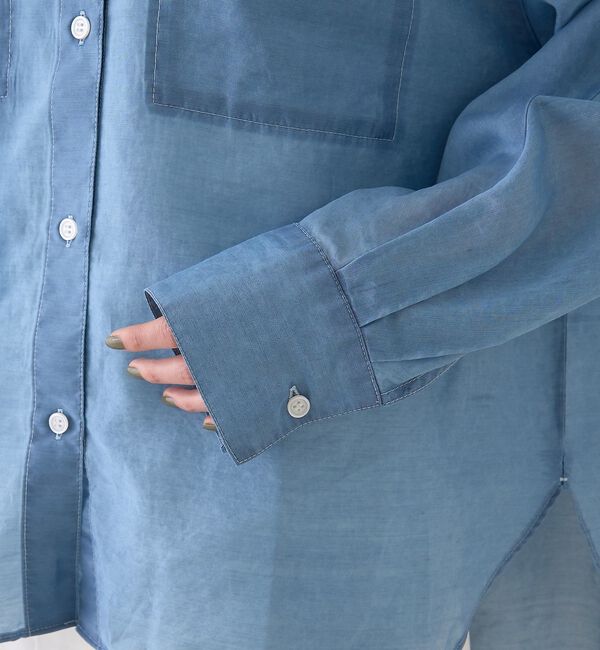 Rouge vif「シアーデニムスタンドネックシャツ/バンドカラーシャツ」|シャツ・ブラウス|