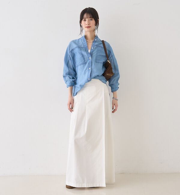 Rouge vif「シアーデニムスタンドネックシャツ/バンドカラーシャツ」|シャツ・ブラウス|