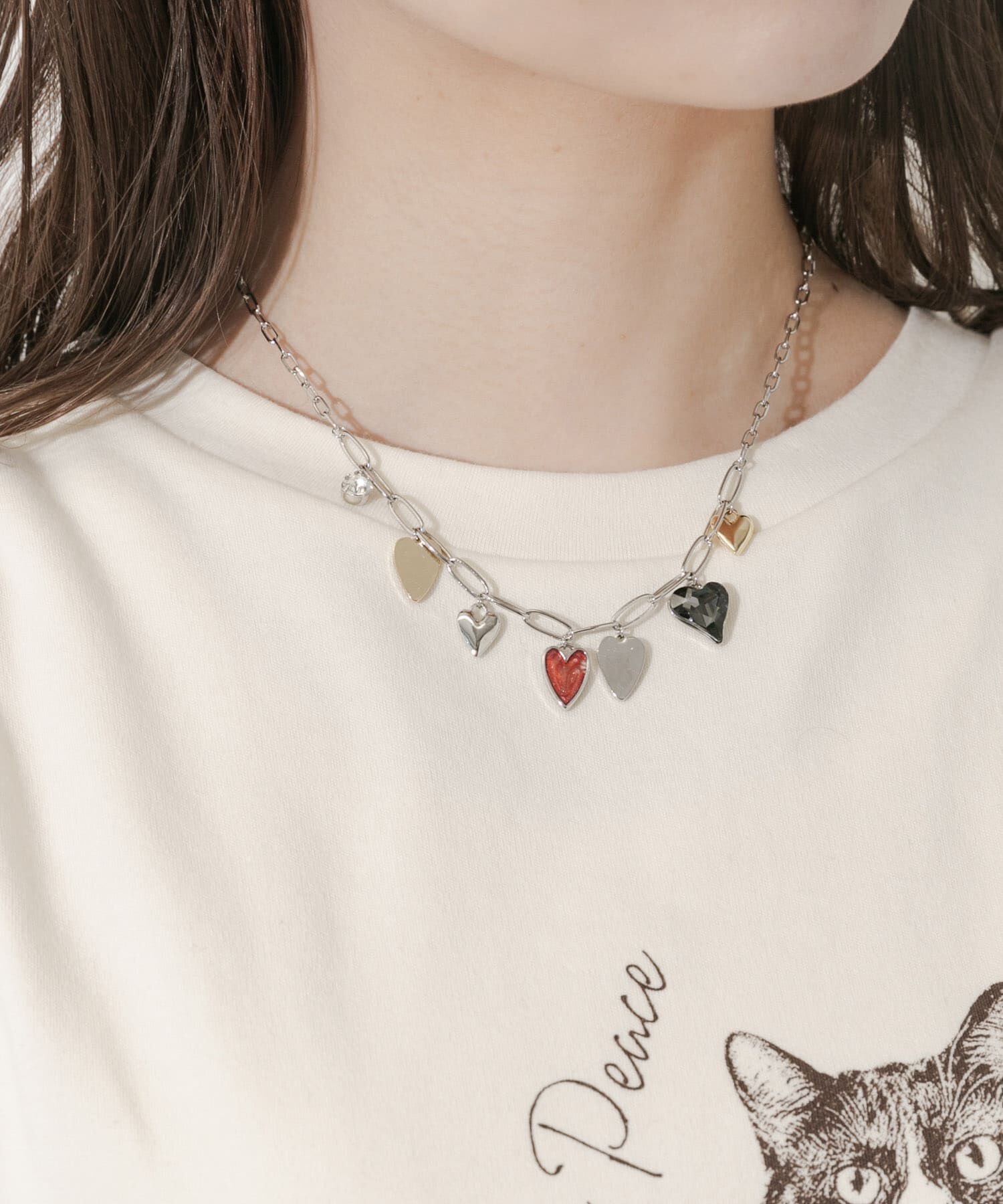 SMELLY「メタルハートチャームネックレス」|ネックレス|