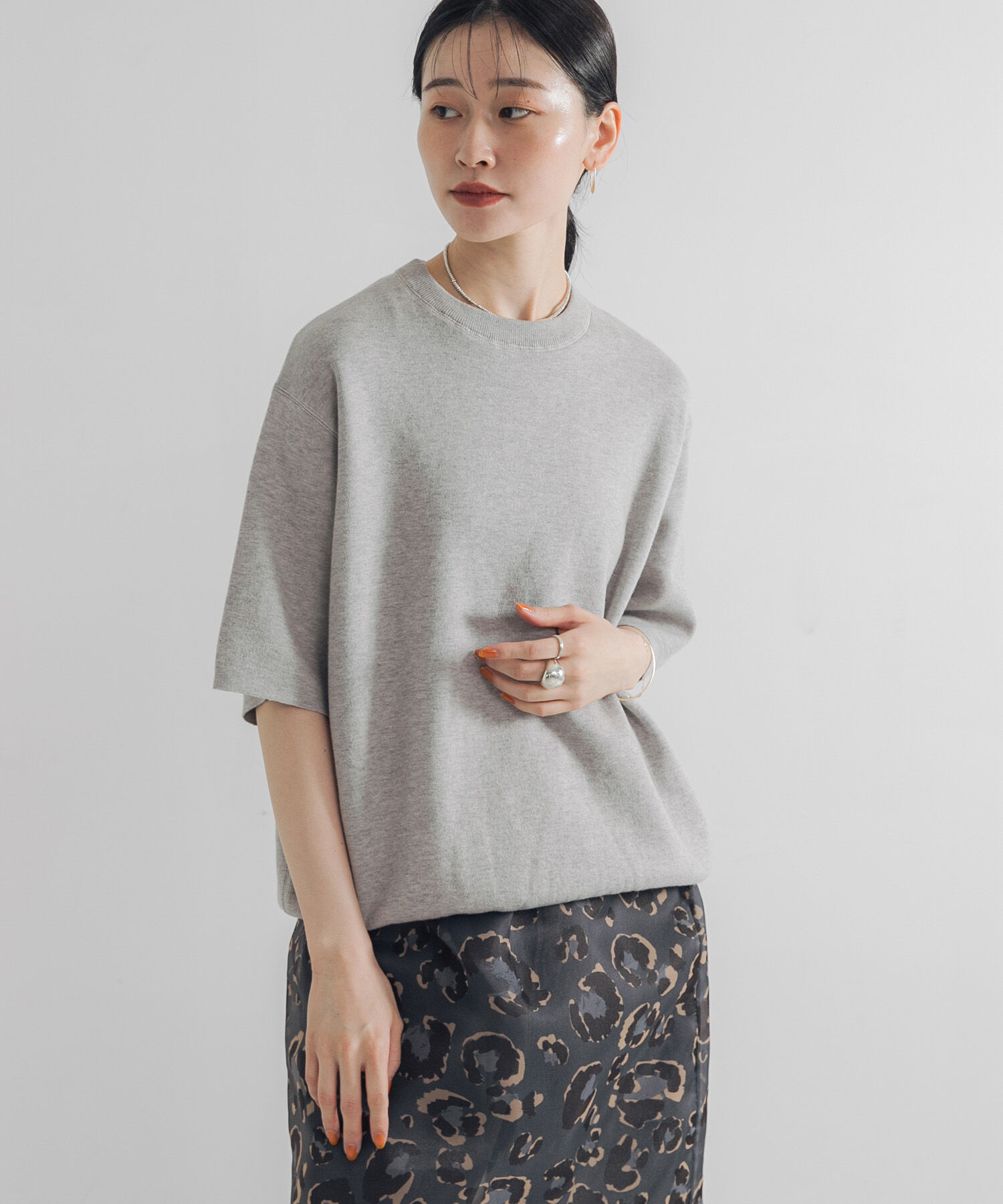 URBAN RESEARCH「コットンカシミヤハーフスリーブニット」|ニット・セーター|グレー