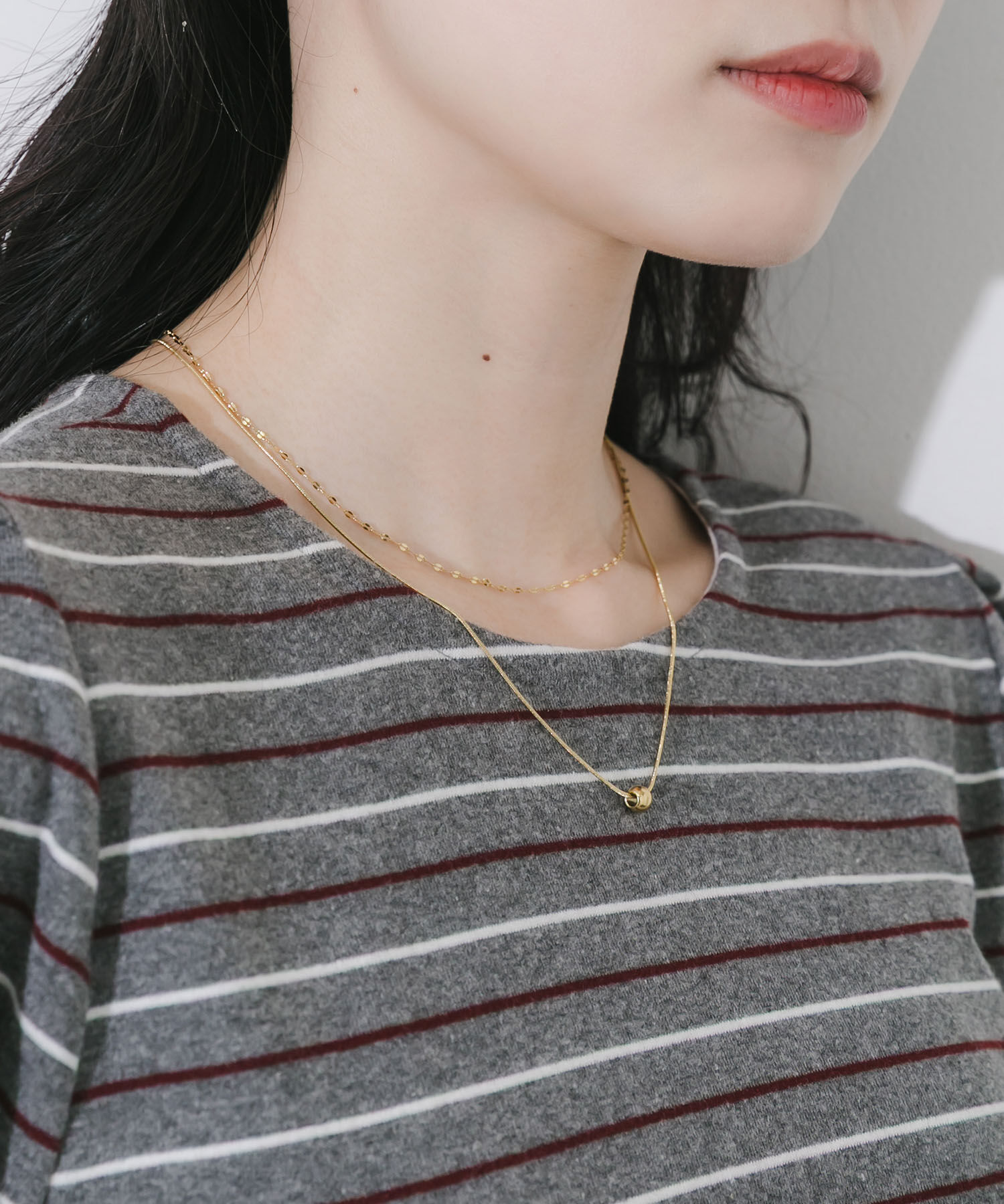 SMELLY「ステンレスボールトップレイヤードネックレス」|ネックレス|