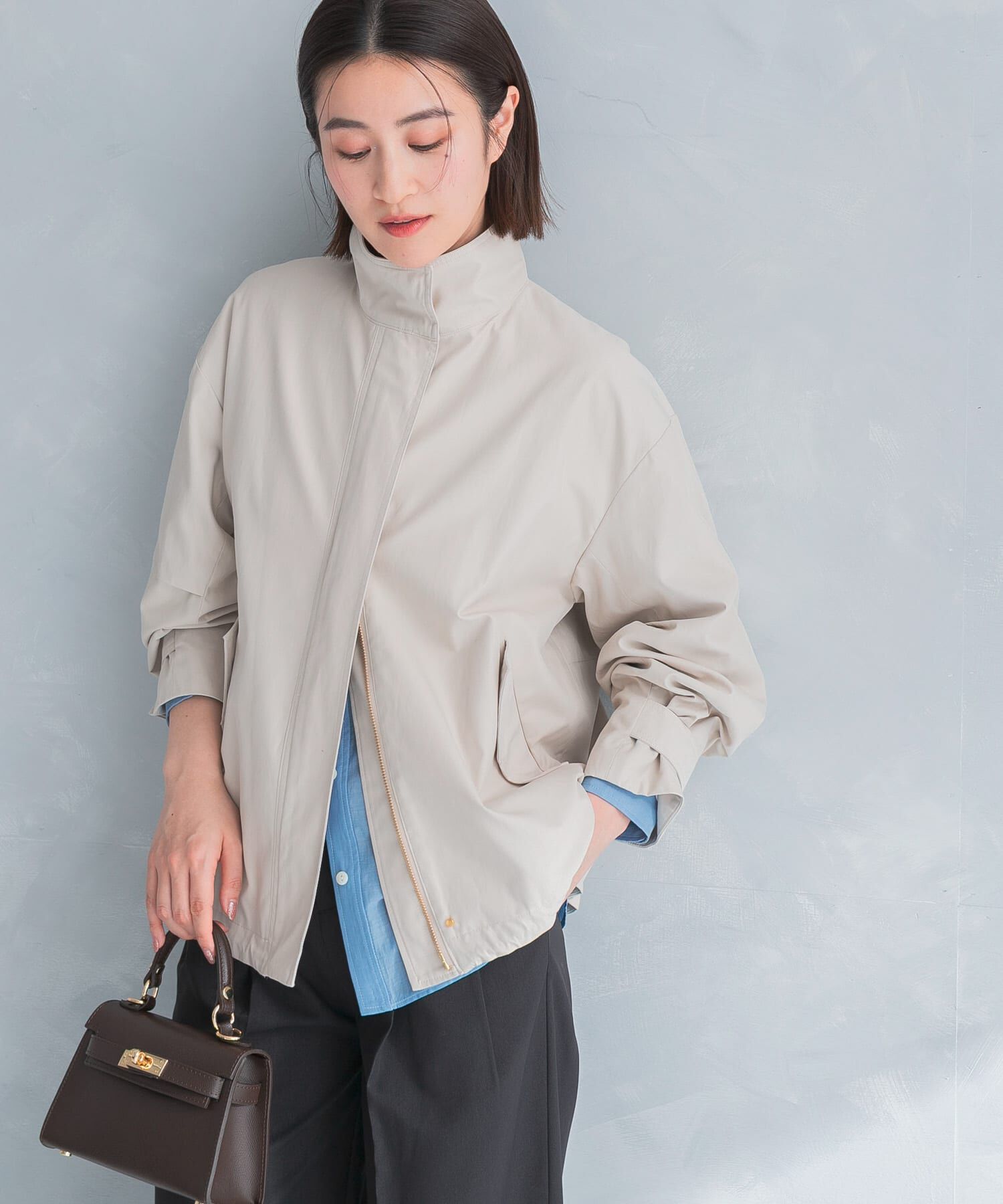 URBAN RESEARCH ROSSO「撥水スタンドカラーミドルコート」|ノーカラーコート|