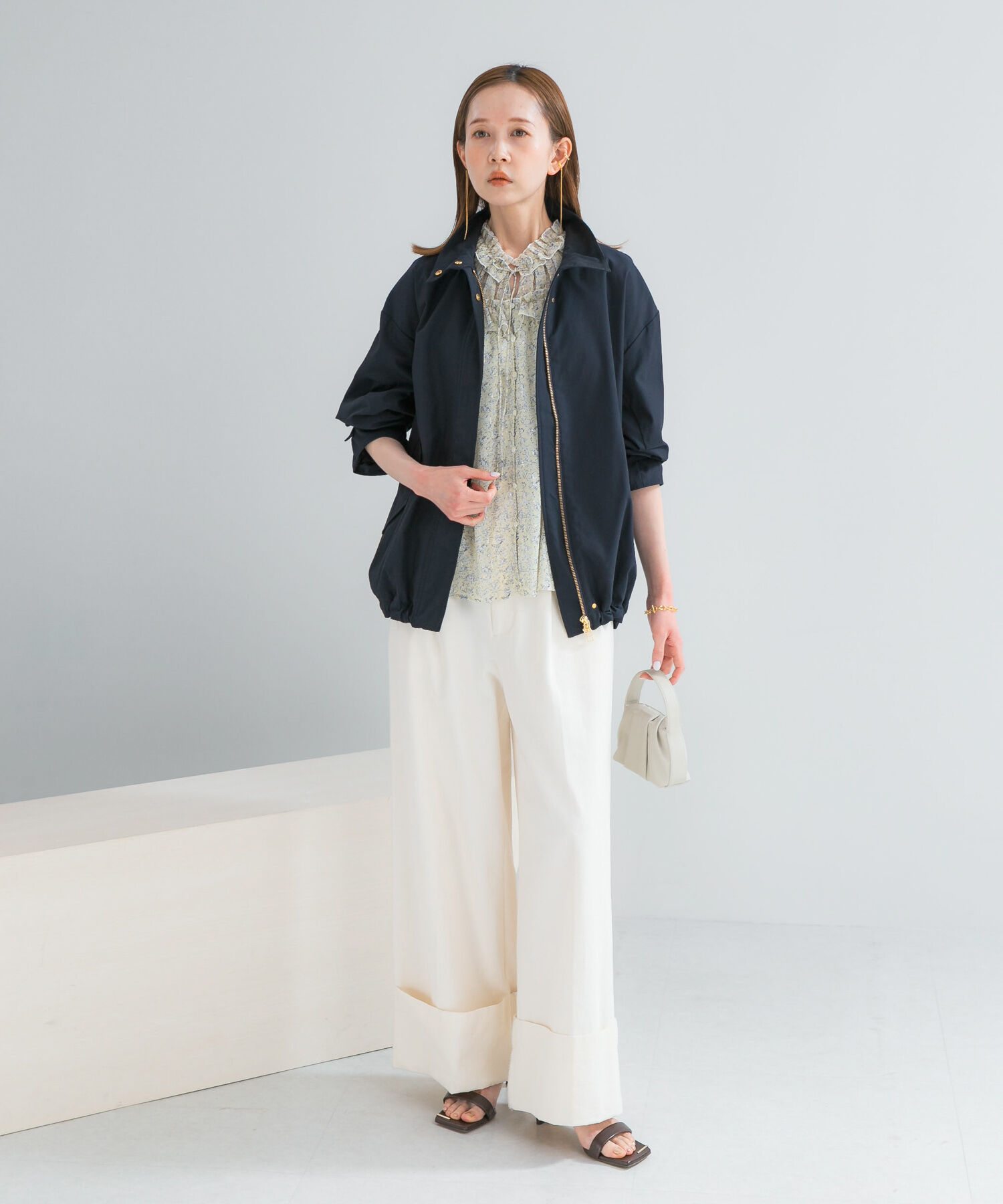 URBAN RESEARCH ROSSO「撥水スタンドカラーミドルコート」|ノーカラーコート|