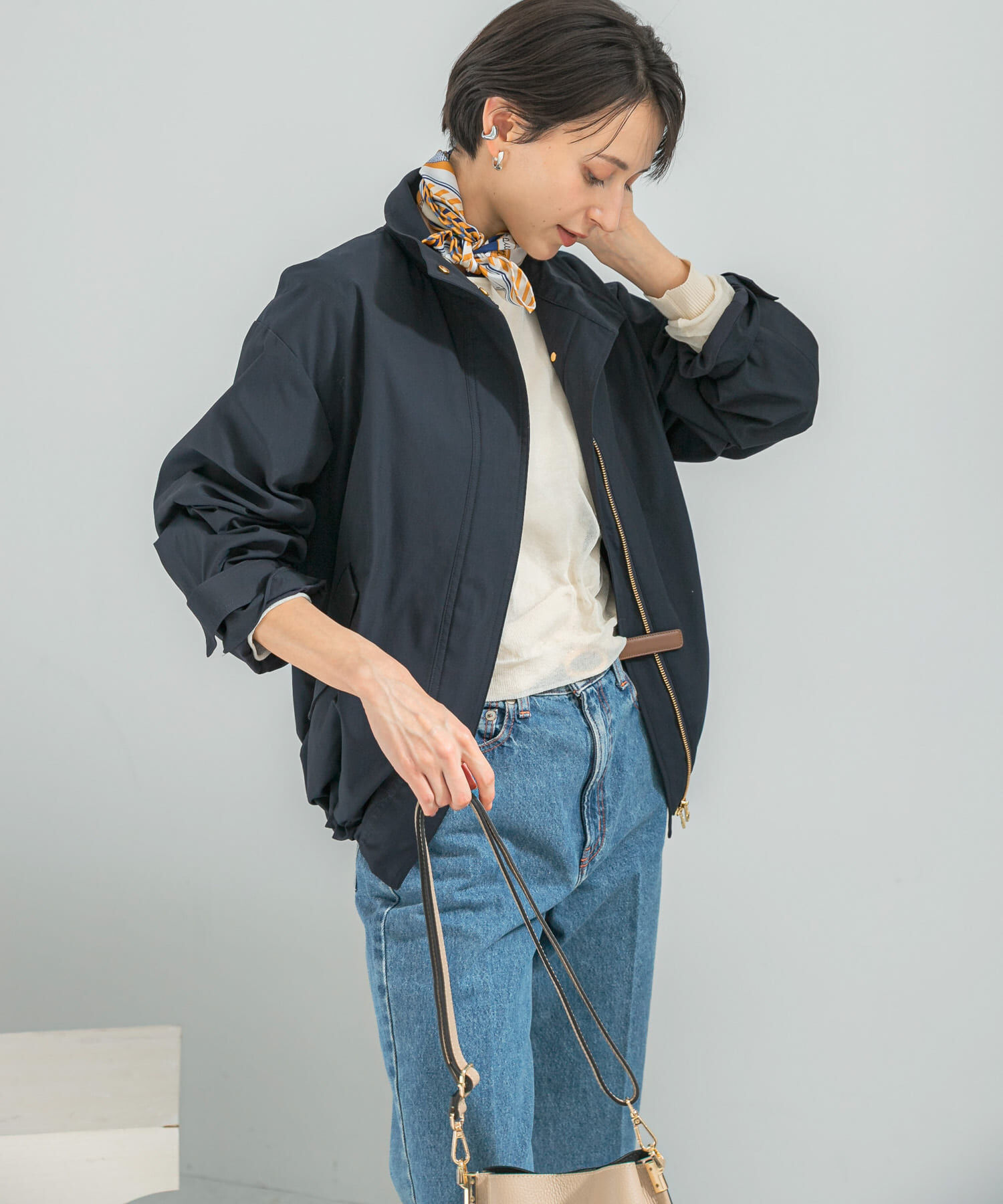 URBAN RESEARCH ROSSO「撥水スタンドカラーミドルコート」|ノーカラーコート|