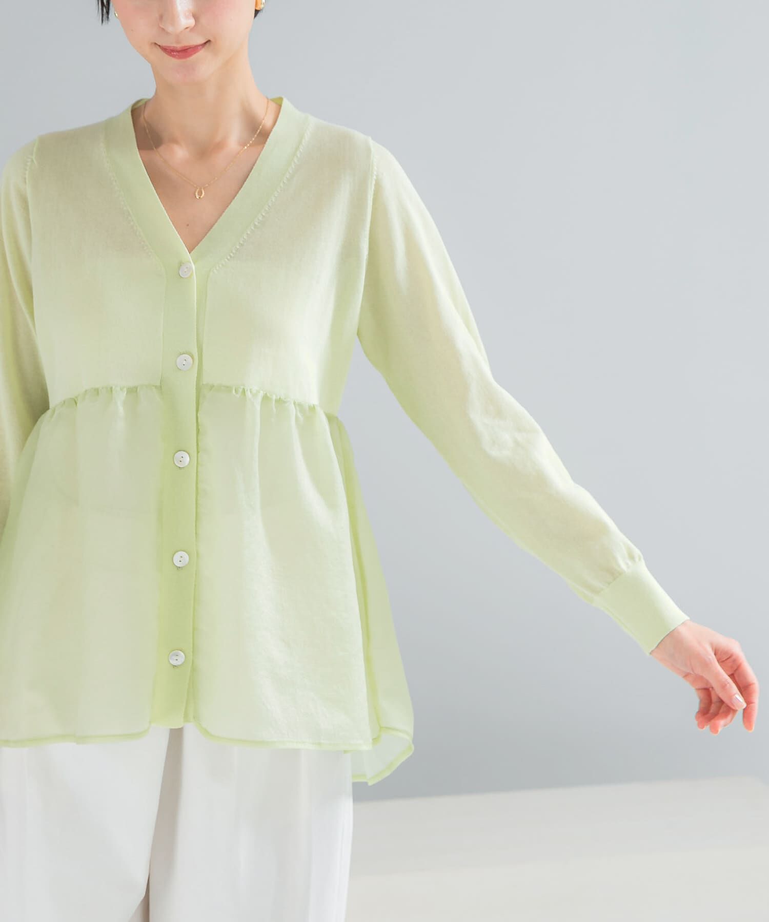 URBAN RESEARCH ROSSO「『WEB限定』ドッキングペプラムカーディガン」|ニット・セーター|