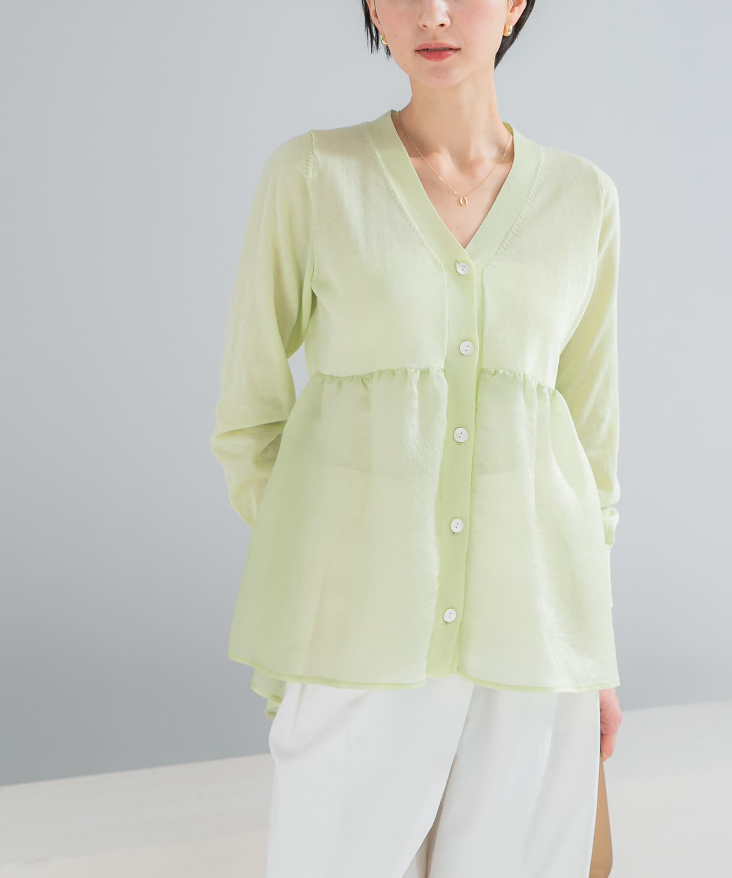 URBAN RESEARCH ROSSO「『WEB限定』ドッキングペプラムカーディガン」|ニット・セーター|