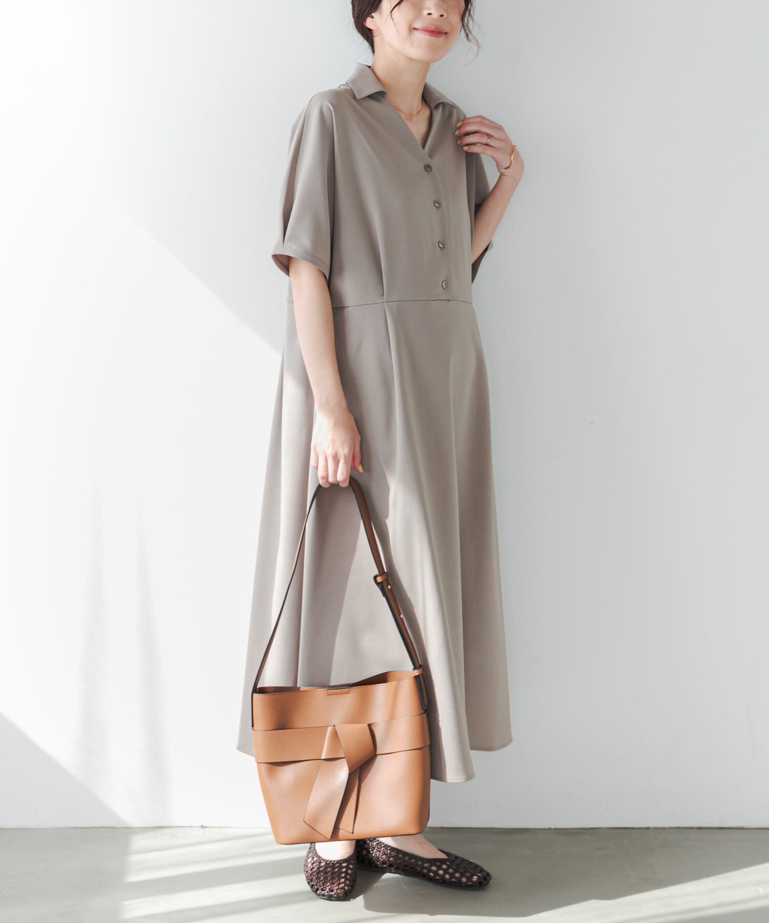 URBAN RESEARCH DOORS「『UR TECH』完声/涼ドルマン半袖ワンピース」|ワンピース|