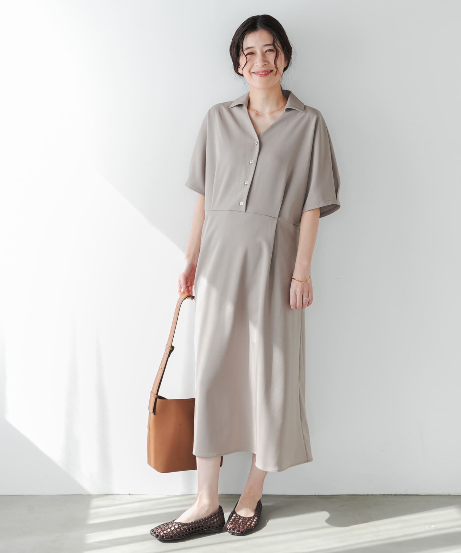 URBAN RESEARCH DOORS「『UR TECH』完声/涼ドルマン半袖ワンピース」|ワンピース|