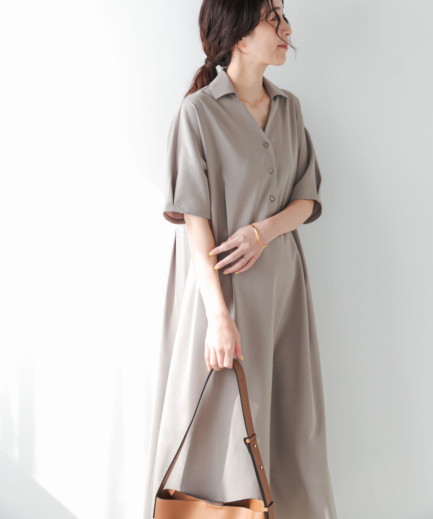 URBAN RESEARCH DOORS「『UR TECH』完声/涼ドルマン半袖ワンピース」|ワンピース|