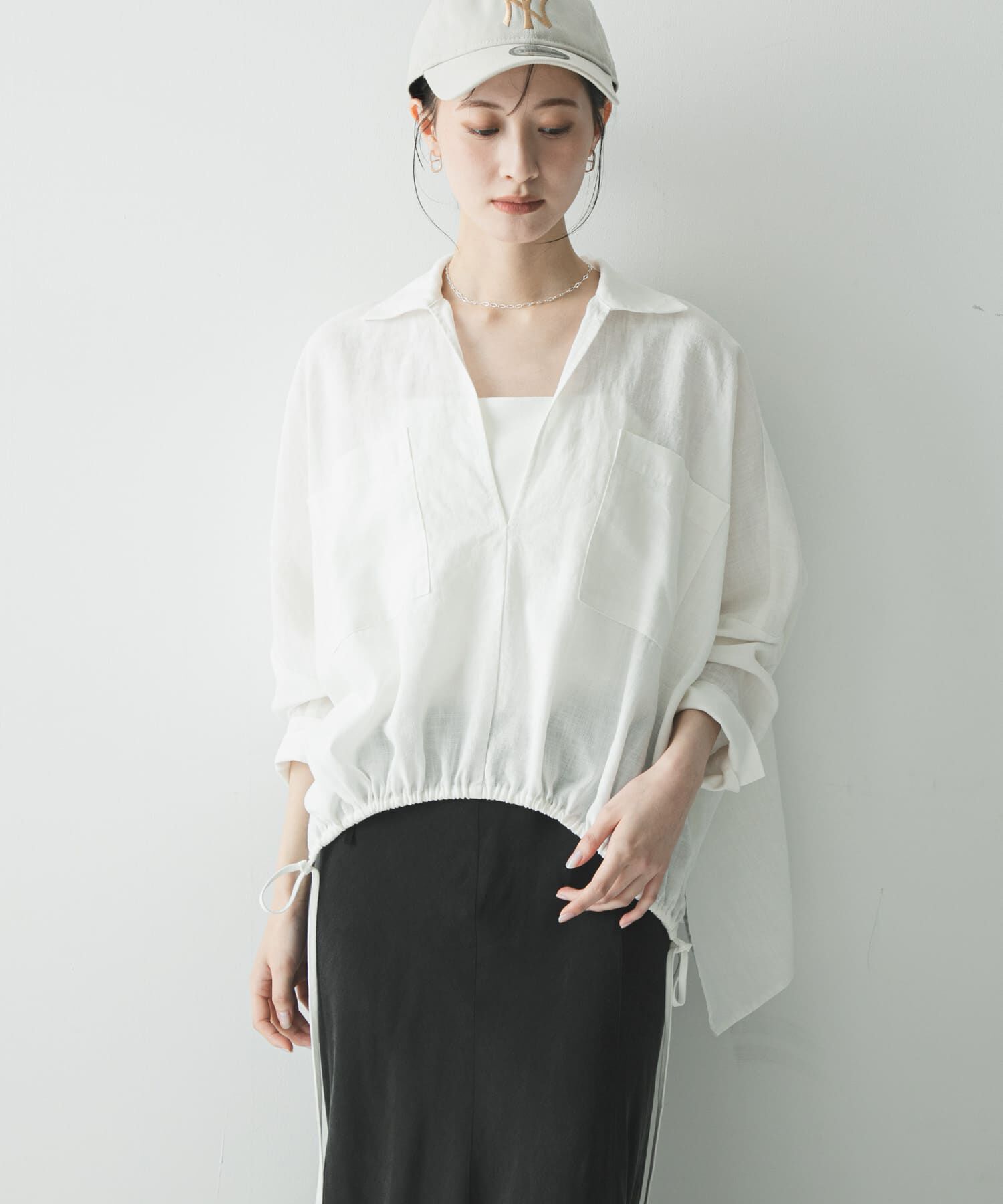 URBAN RESEARCH「ラミーレーヨンギャザーヘムシャツ」|シャツ・ブラウス|