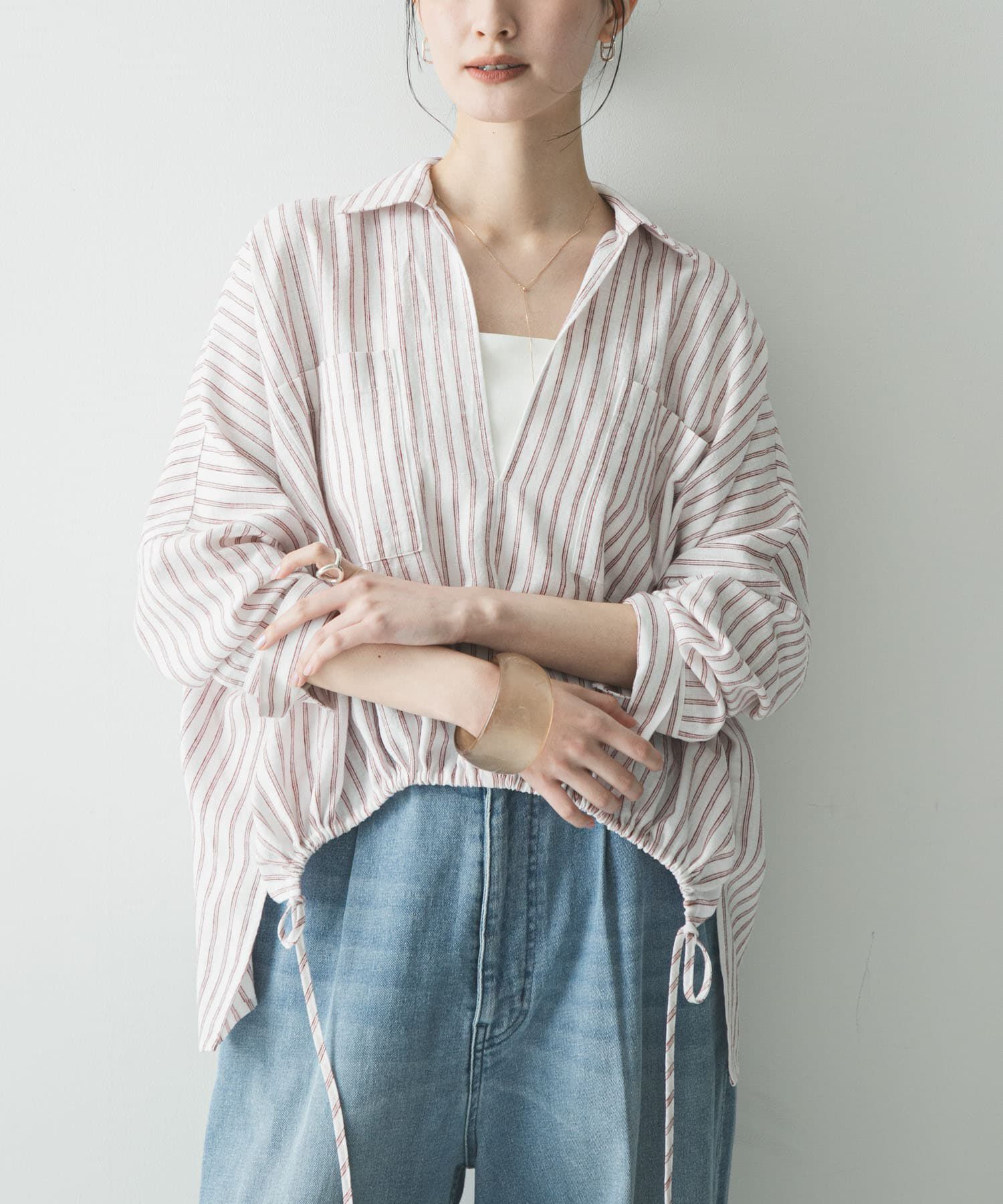 URBAN RESEARCH「ラミーレーヨンギャザーヘムシャツ」|シャツ・ブラウス|