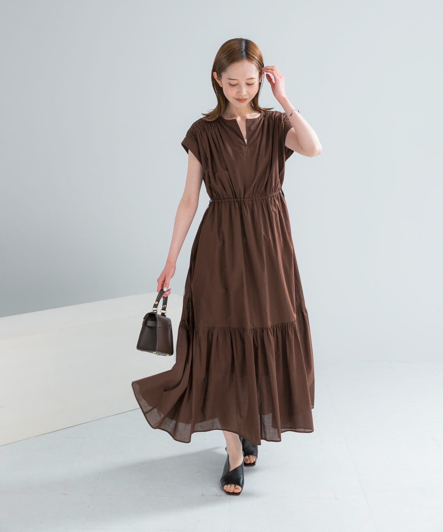 URBAN RESEARCH ROSSO「『WEB限定』コットンボイルワンピース」|ワンピース|ブラウン