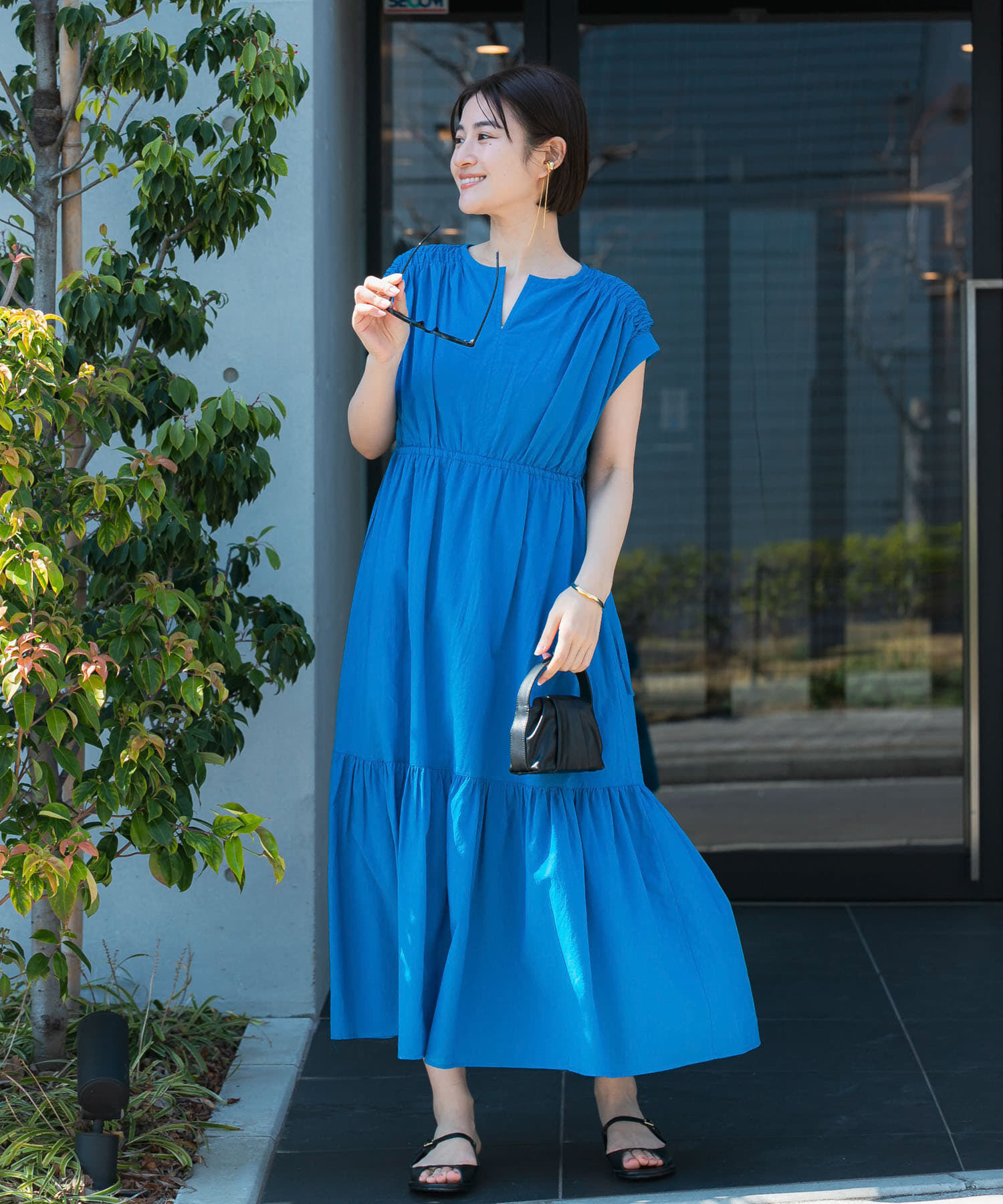 URBAN RESEARCH ROSSO「『WEB限定』コットンボイルワンピース」|ワンピース|ブルー