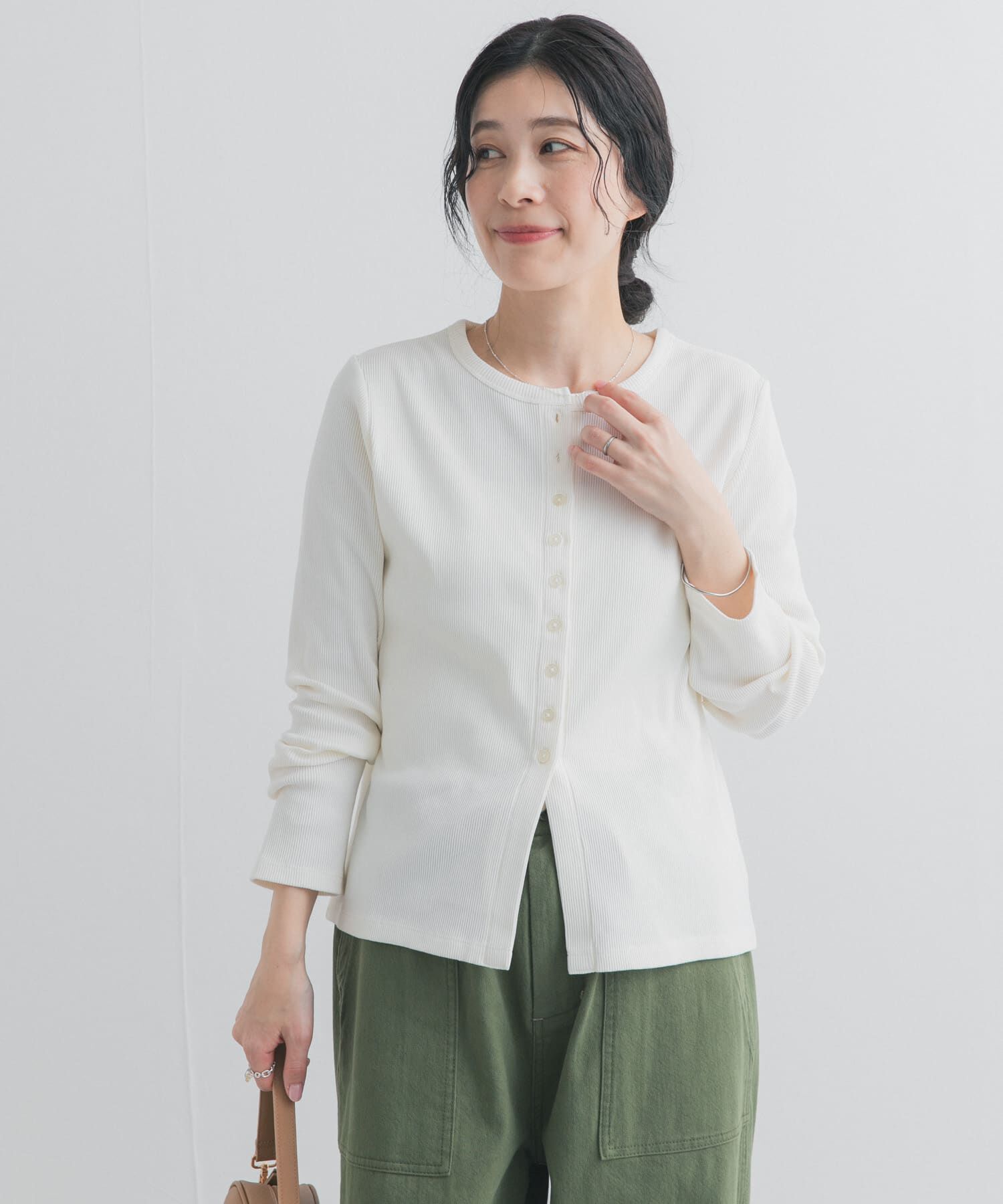 URBAN RESEARCH DOORS「リブボタンカットカーディガン」|カーディガン|