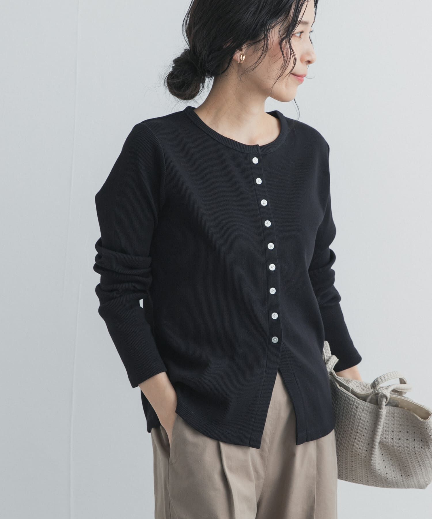 URBAN RESEARCH DOORS「リブボタンカットカーディガン」|カーディガン|