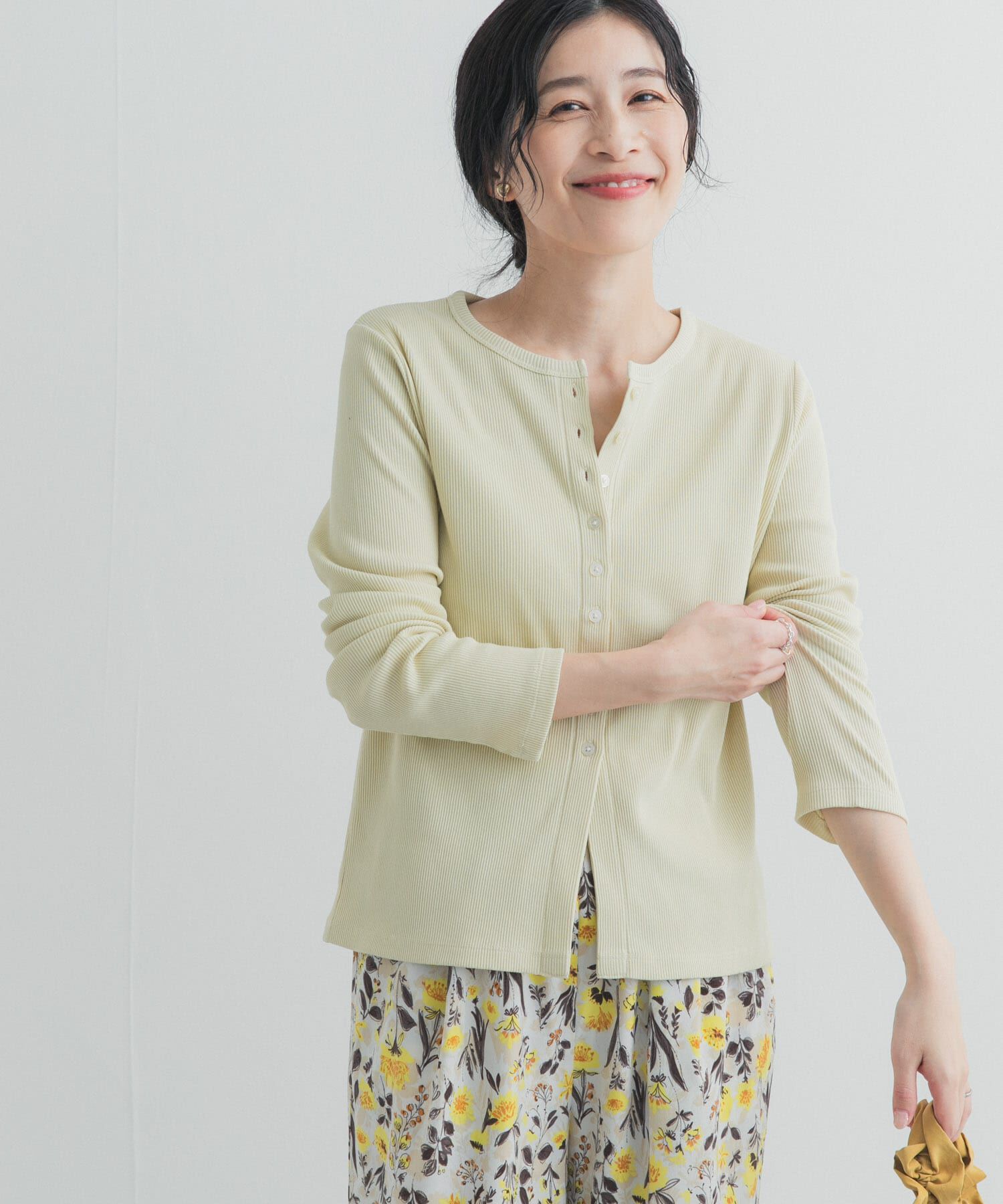 URBAN RESEARCH DOORS「リブボタンカットカーディガン」|カーディガン|