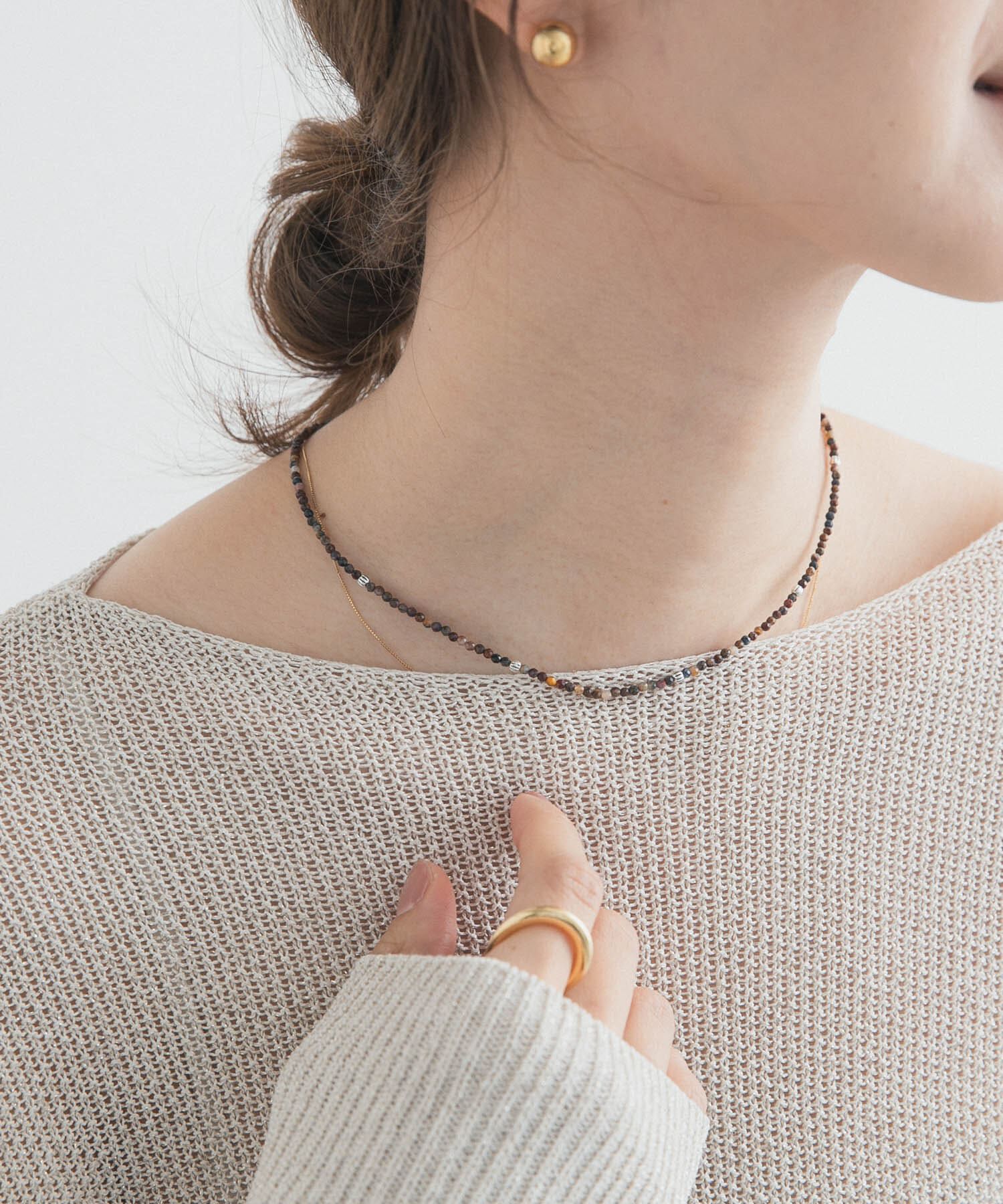 URBAN RESEARCH DOORS「天然石&times;SVショートネックレス」|ネックレス|ブラウン