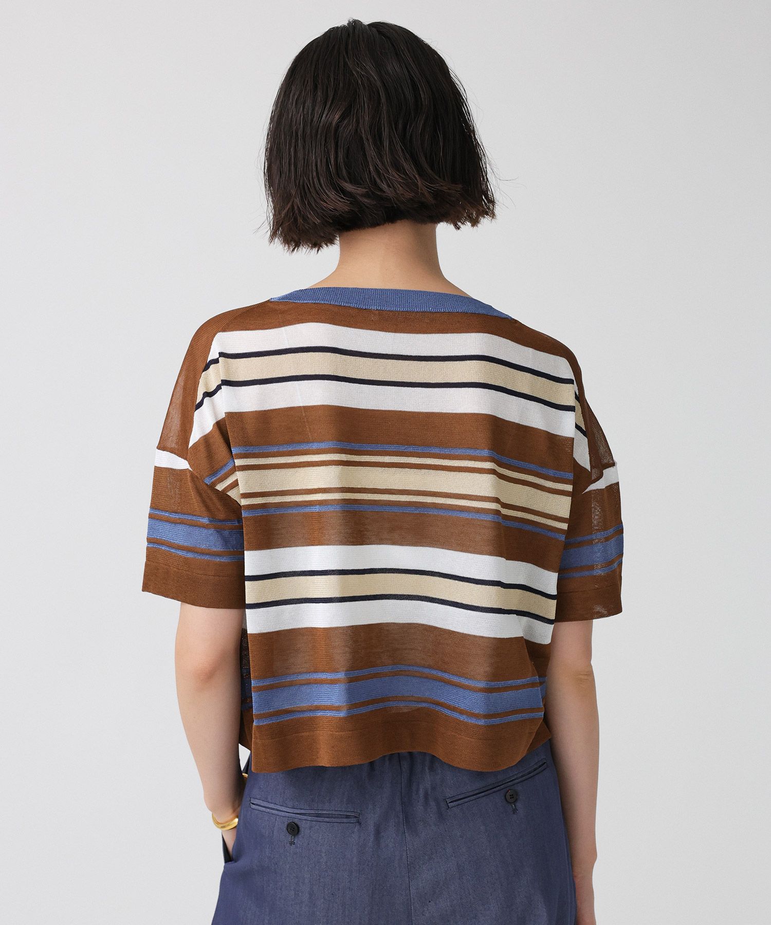 BABYLONE「マルチボーダーショートプルオーバー」|ニット・セーター|