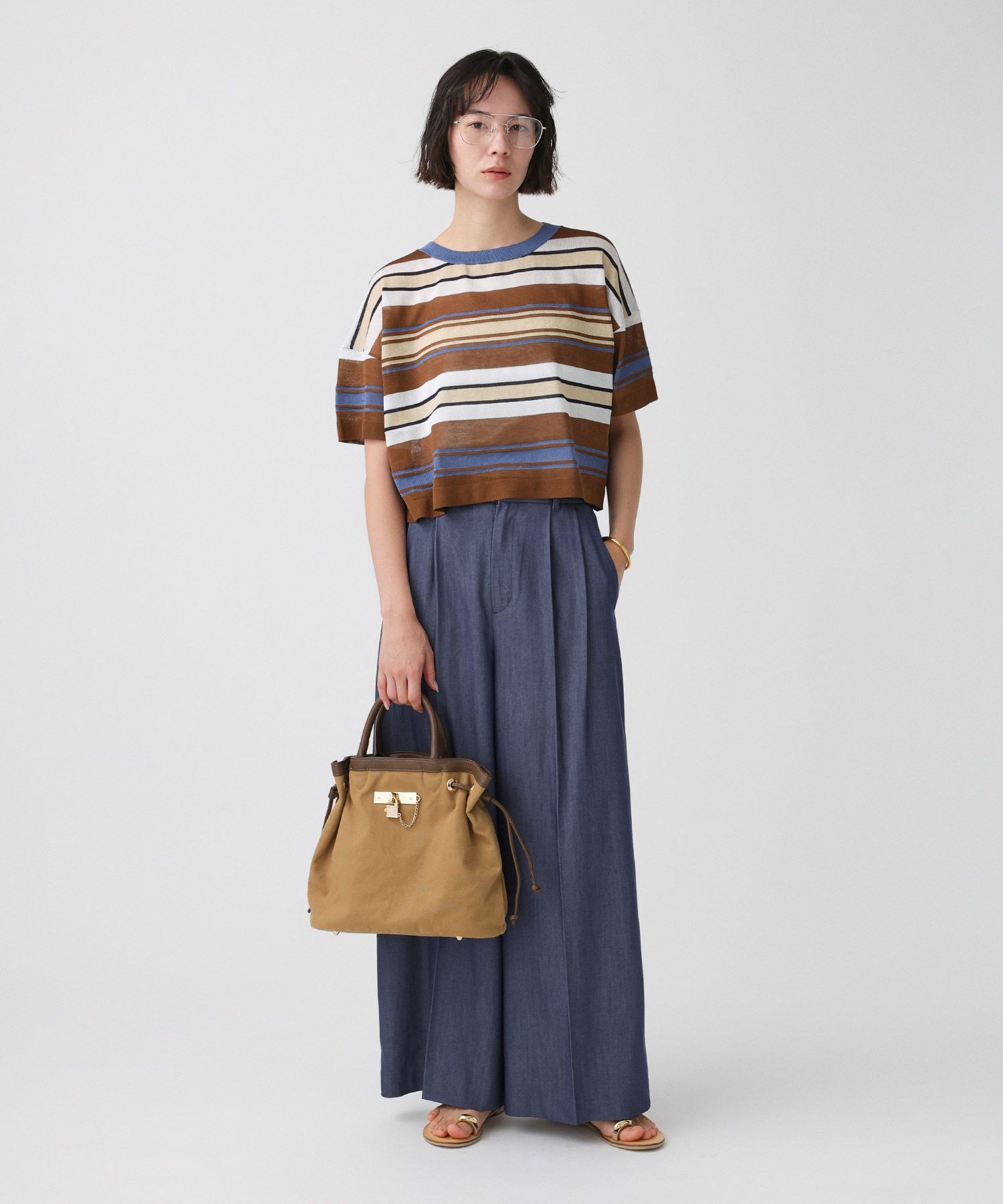 BABYLONE「マルチボーダーショートプルオーバー」|ニット・セーター|